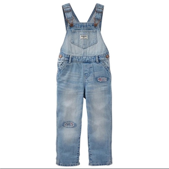 OshKosh B'Gosh Baby Girls' Rip & Repair Denim Overall ‎  3T - Picture 1 of 11